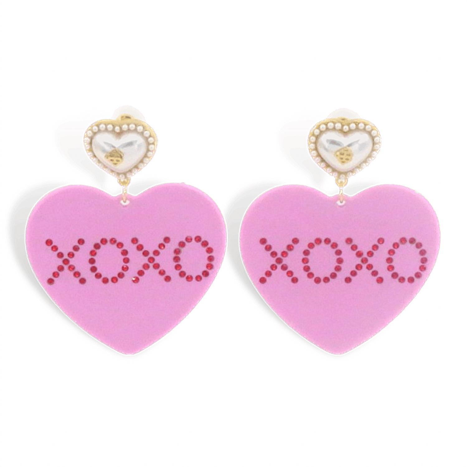 New Brianna Cannon Xoxo Heart Earrings In Pink
